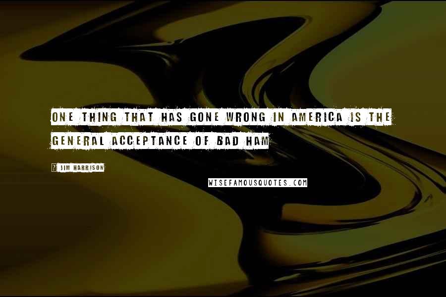 Jim Harrison Quotes: One thing that has gone wrong in America is the general acceptance of bad ham