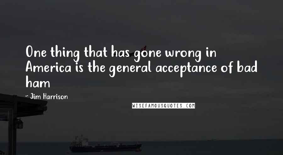 Jim Harrison Quotes: One thing that has gone wrong in America is the general acceptance of bad ham