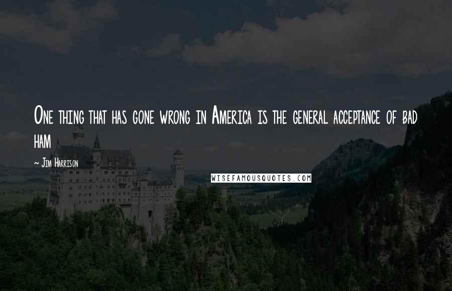 Jim Harrison Quotes: One thing that has gone wrong in America is the general acceptance of bad ham