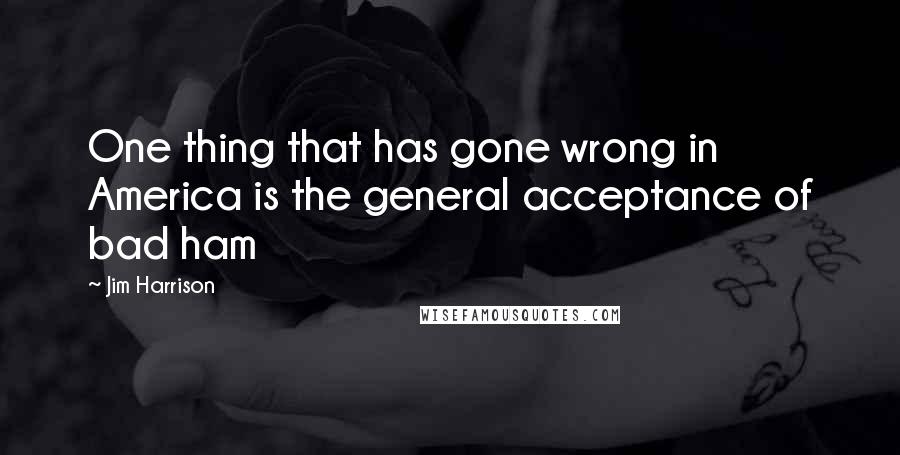 Jim Harrison Quotes: One thing that has gone wrong in America is the general acceptance of bad ham