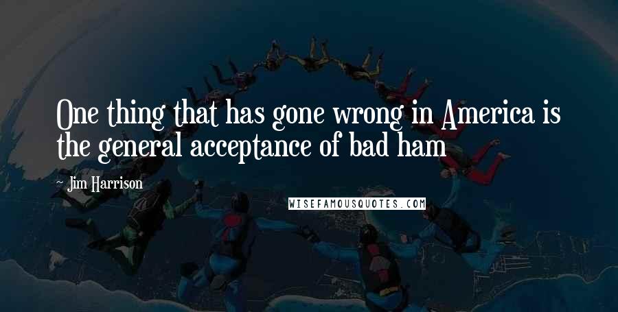 Jim Harrison Quotes: One thing that has gone wrong in America is the general acceptance of bad ham