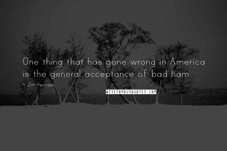 Jim Harrison Quotes: One thing that has gone wrong in America is the general acceptance of bad ham