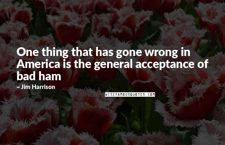 Jim Harrison Quotes: One thing that has gone wrong in America is the general acceptance of bad ham