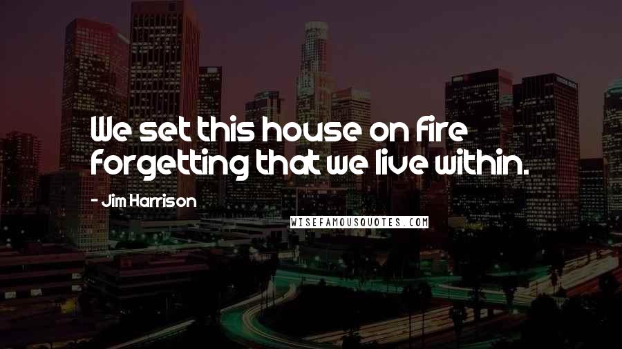 Jim Harrison Quotes: We set this house on fire forgetting that we live within.