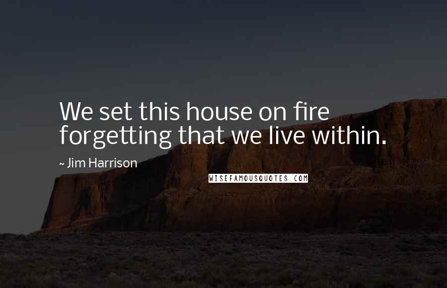 Jim Harrison Quotes: We set this house on fire forgetting that we live within.