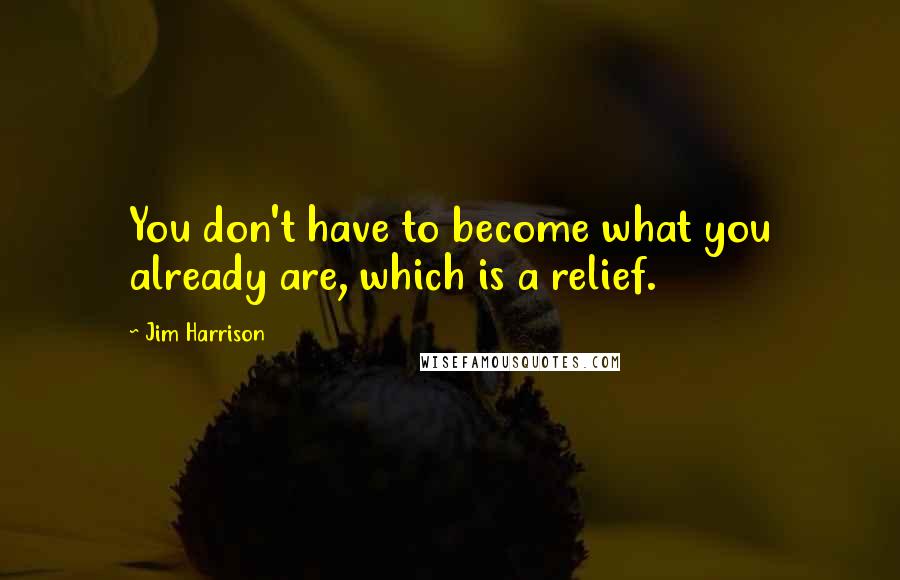 Jim Harrison Quotes: You don't have to become what you already are, which is a relief.