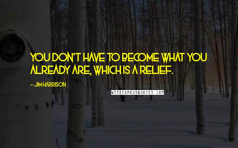 Jim Harrison Quotes: You don't have to become what you already are, which is a relief.