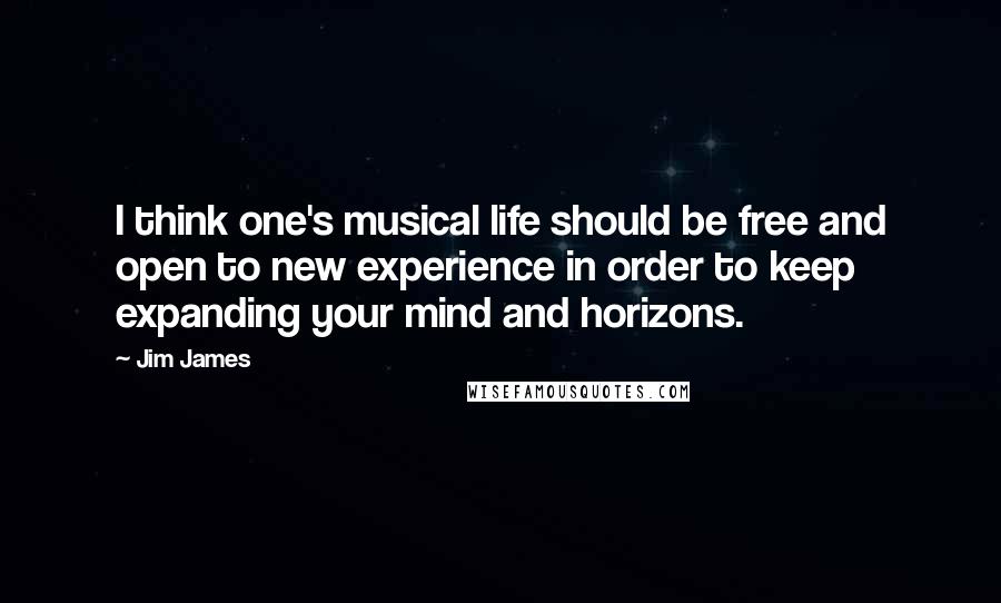 Jim James Quotes: I think one's musical life should be free and open to new experience in order to keep expanding your mind and horizons.