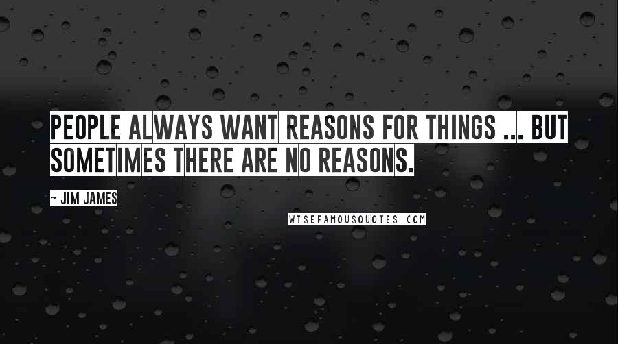 Jim James Quotes: People always want reasons for things ... but sometimes there are no reasons.