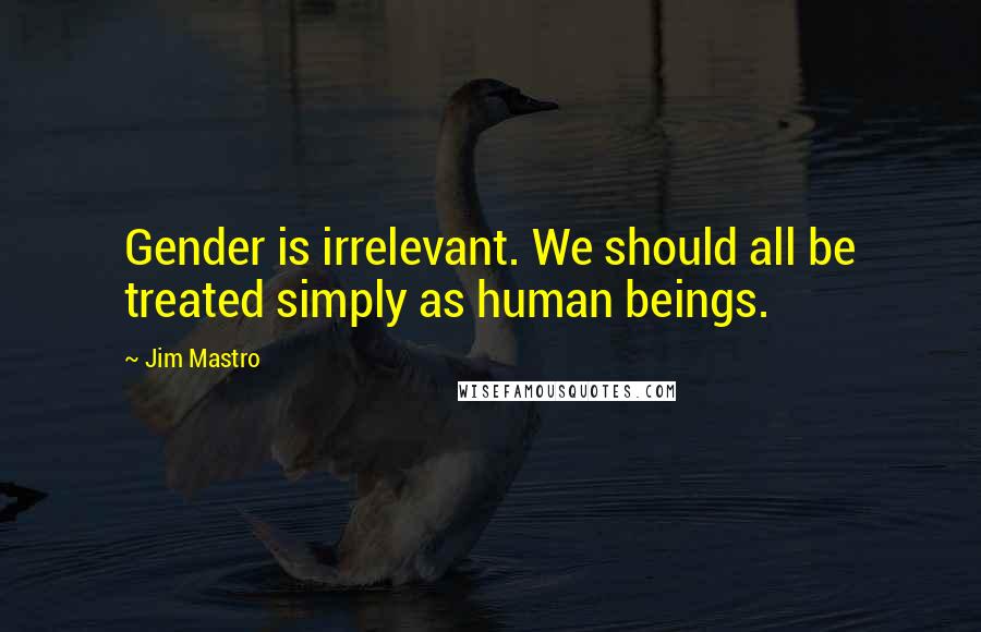 Jim Mastro Quotes: Gender is irrelevant. We should all be treated simply as human beings.