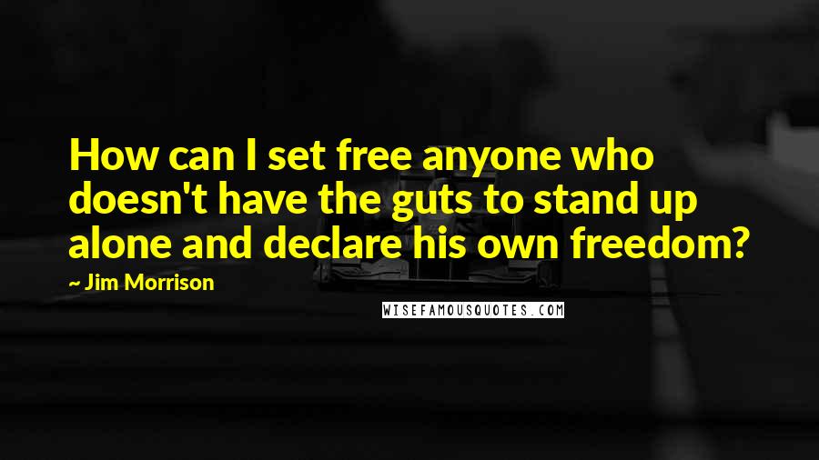 Jim Morrison Quotes: How can I set free anyone who doesn't have the guts to stand up alone and declare his own freedom?