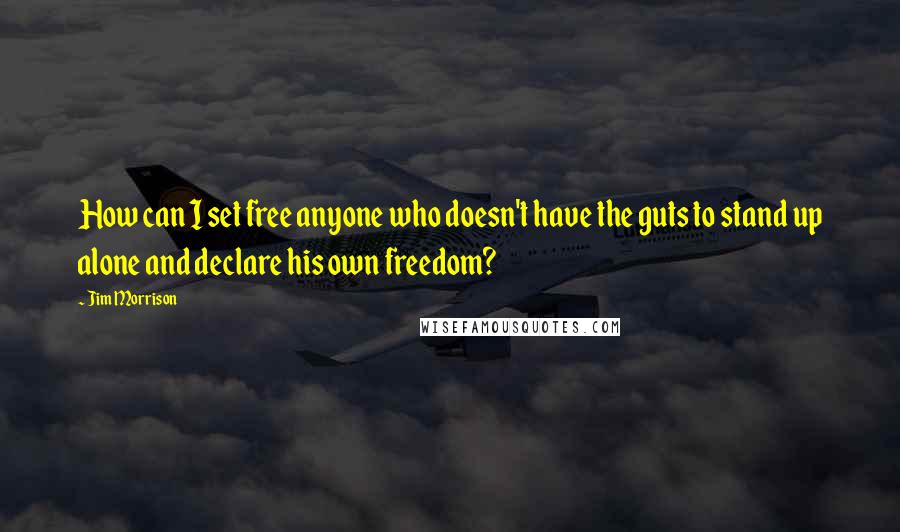 Jim Morrison Quotes: How can I set free anyone who doesn't have the guts to stand up alone and declare his own freedom?