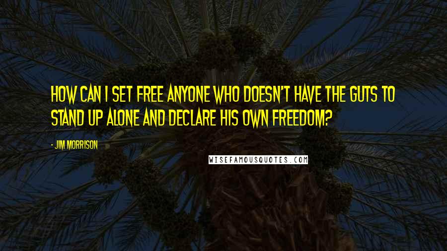 Jim Morrison Quotes: How can I set free anyone who doesn't have the guts to stand up alone and declare his own freedom?