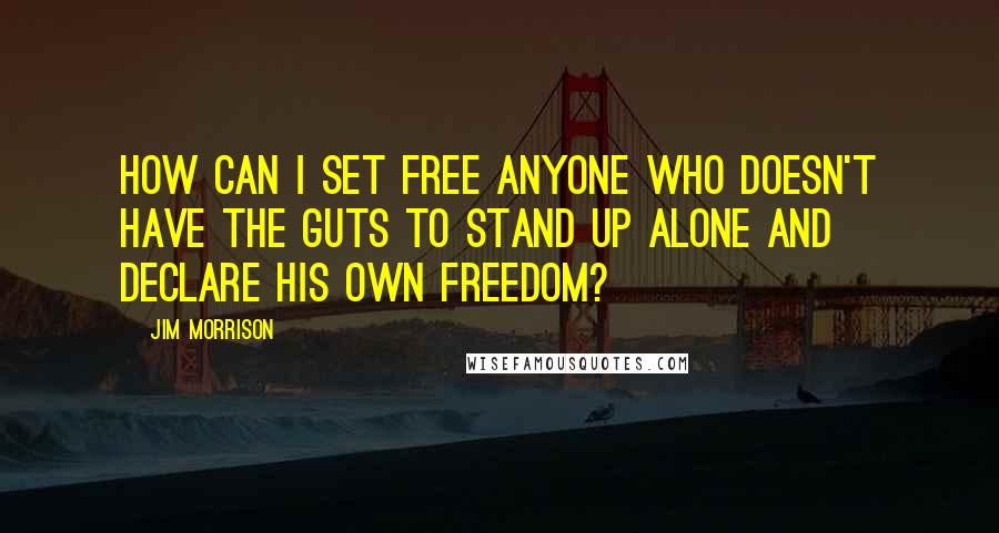 Jim Morrison Quotes: How can I set free anyone who doesn't have the guts to stand up alone and declare his own freedom?