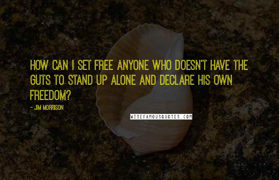 Jim Morrison Quotes: How can I set free anyone who doesn't have the guts to stand up alone and declare his own freedom?