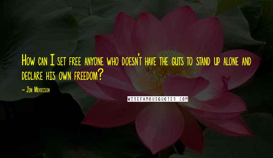 Jim Morrison Quotes: How can I set free anyone who doesn't have the guts to stand up alone and declare his own freedom?