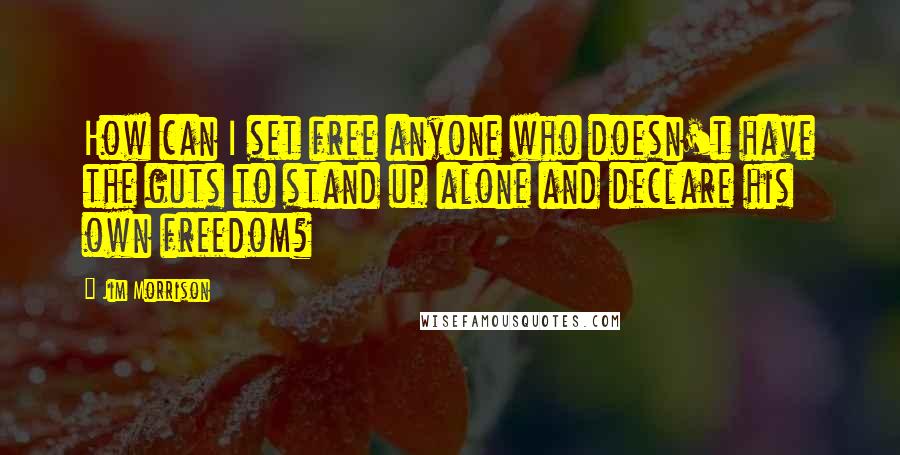 Jim Morrison Quotes: How can I set free anyone who doesn't have the guts to stand up alone and declare his own freedom?