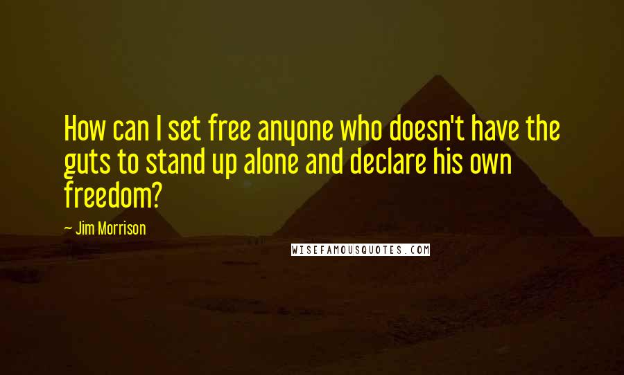 Jim Morrison Quotes: How can I set free anyone who doesn't have the guts to stand up alone and declare his own freedom?