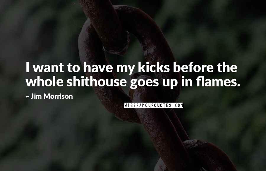 Jim Morrison Quotes: I want to have my kicks before the whole shithouse goes up in flames.