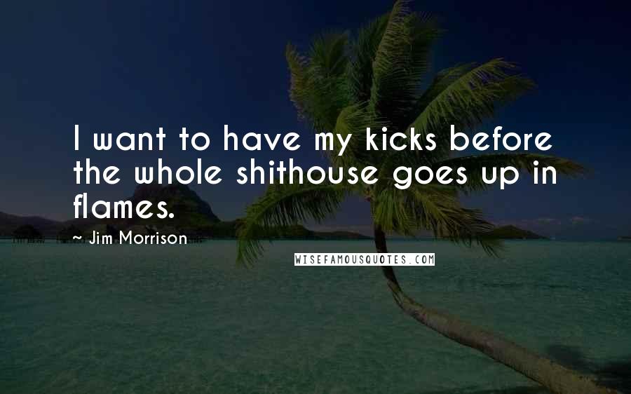 Jim Morrison Quotes: I want to have my kicks before the whole shithouse goes up in flames.