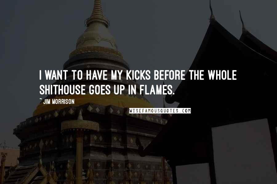 Jim Morrison Quotes: I want to have my kicks before the whole shithouse goes up in flames.