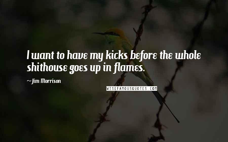 Jim Morrison Quotes: I want to have my kicks before the whole shithouse goes up in flames.