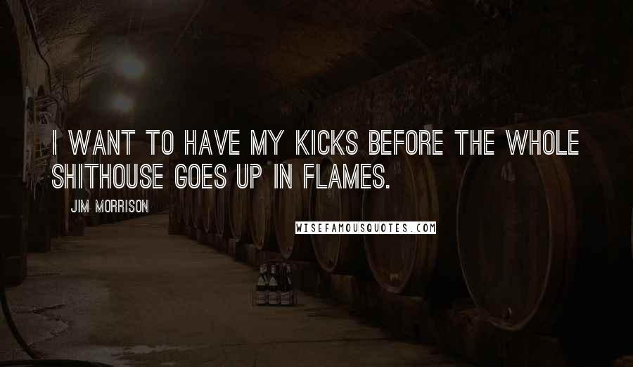 Jim Morrison Quotes: I want to have my kicks before the whole shithouse goes up in flames.