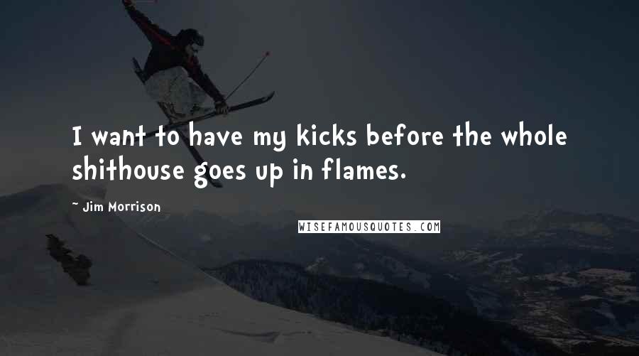 Jim Morrison Quotes: I want to have my kicks before the whole shithouse goes up in flames.