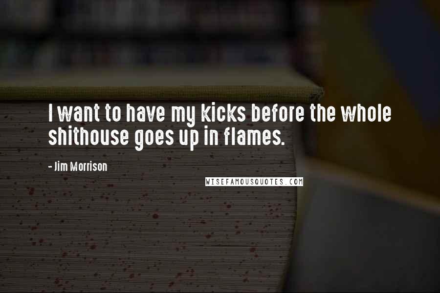 Jim Morrison Quotes: I want to have my kicks before the whole shithouse goes up in flames.