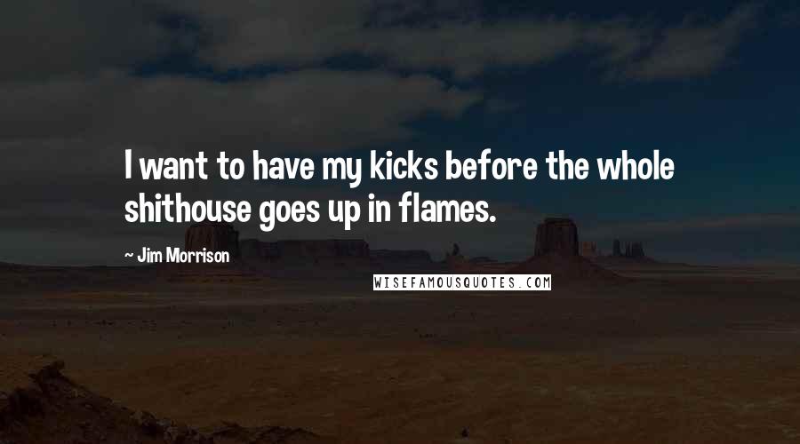 Jim Morrison Quotes: I want to have my kicks before the whole shithouse goes up in flames.