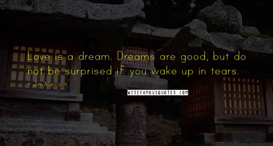 Jim Morrison Quotes: Love is a dream. Dreams are good, but do not be surprised if you wake up in tears.