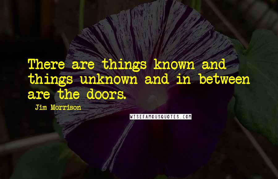 Jim Morrison Quotes: There are things known and things unknown and in between are the doors.