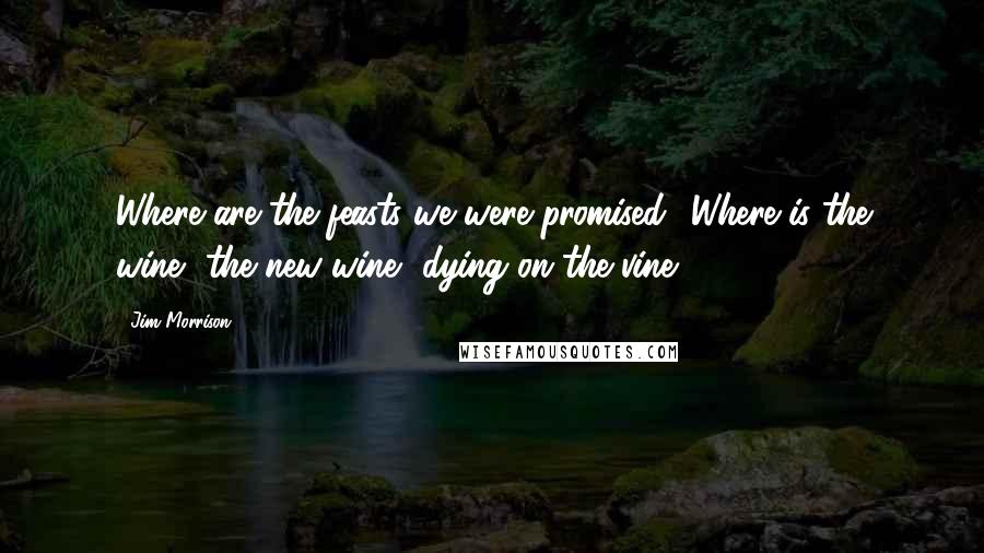 Jim Morrison Quotes: Where are the feasts we were promised? Where is the wine, the new wine, dying on the vine ...