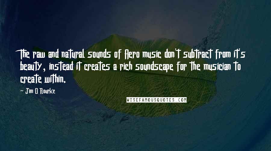 Jim O Rourke Quotes: The raw and natural sounds of Aero music don't subtract from it's beauty, instead it creates a rich soundscape for the musician to create within.