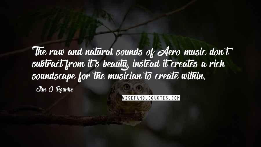 Jim O Rourke Quotes: The raw and natural sounds of Aero music don't subtract from it's beauty, instead it creates a rich soundscape for the musician to create within.