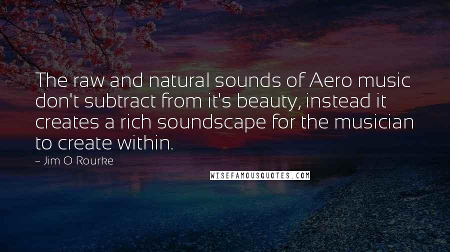 Jim O Rourke Quotes: The raw and natural sounds of Aero music don't subtract from it's beauty, instead it creates a rich soundscape for the musician to create within.