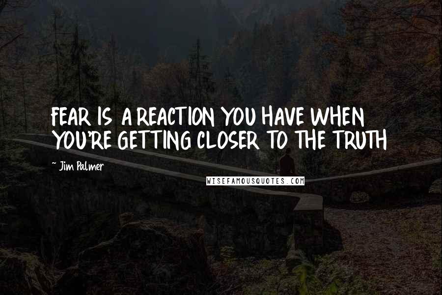 Jim Palmer Quotes: FEAR IS A REACTION YOU HAVE WHEN YOU'RE GETTING CLOSER TO THE TRUTH