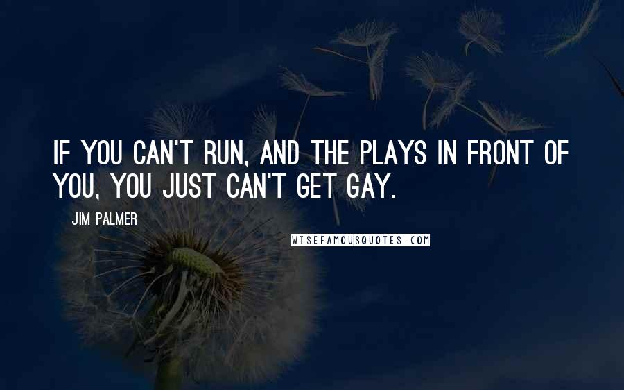 Jim Palmer Quotes: If you can't run, and the plays in front of you, you just can't get gay.