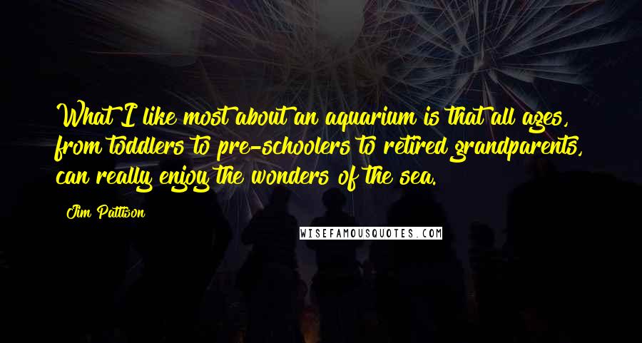 Jim Pattison Quotes: What I like most about an aquarium is that all ages, from toddlers to pre-schoolers to retired grandparents, can really enjoy the wonders of the sea.