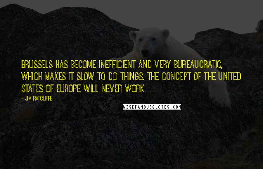 Jim Ratcliffe Quotes: Brussels has become inefficient and very bureaucratic, which makes it slow to do things. The concept of the United States of Europe will never work.