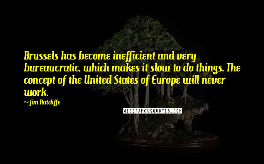 Jim Ratcliffe Quotes: Brussels has become inefficient and very bureaucratic, which makes it slow to do things. The concept of the United States of Europe will never work.