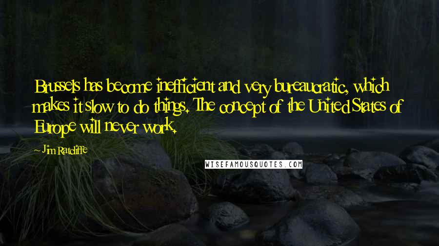 Jim Ratcliffe Quotes: Brussels has become inefficient and very bureaucratic, which makes it slow to do things. The concept of the United States of Europe will never work.