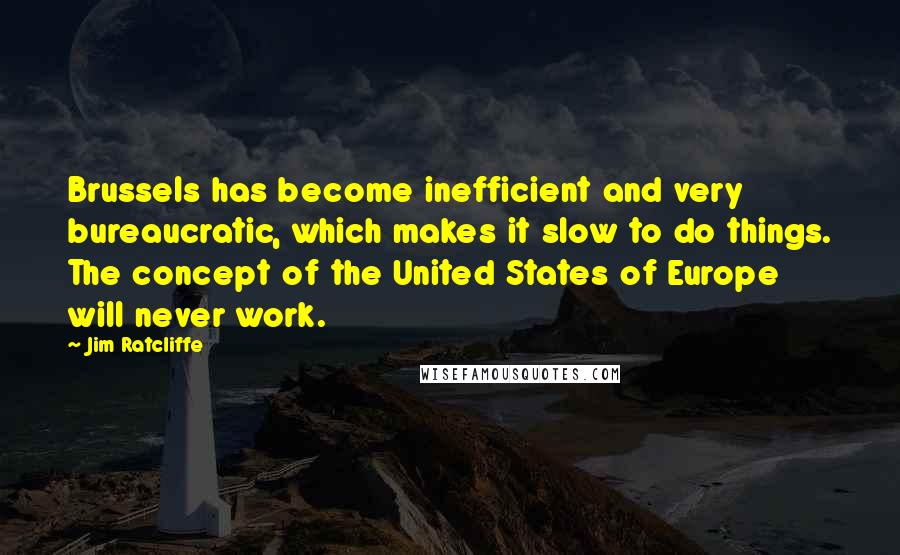 Jim Ratcliffe Quotes: Brussels has become inefficient and very bureaucratic, which makes it slow to do things. The concept of the United States of Europe will never work.