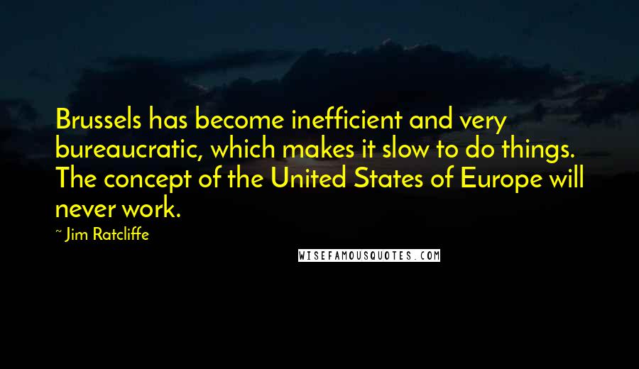 Jim Ratcliffe Quotes: Brussels has become inefficient and very bureaucratic, which makes it slow to do things. The concept of the United States of Europe will never work.