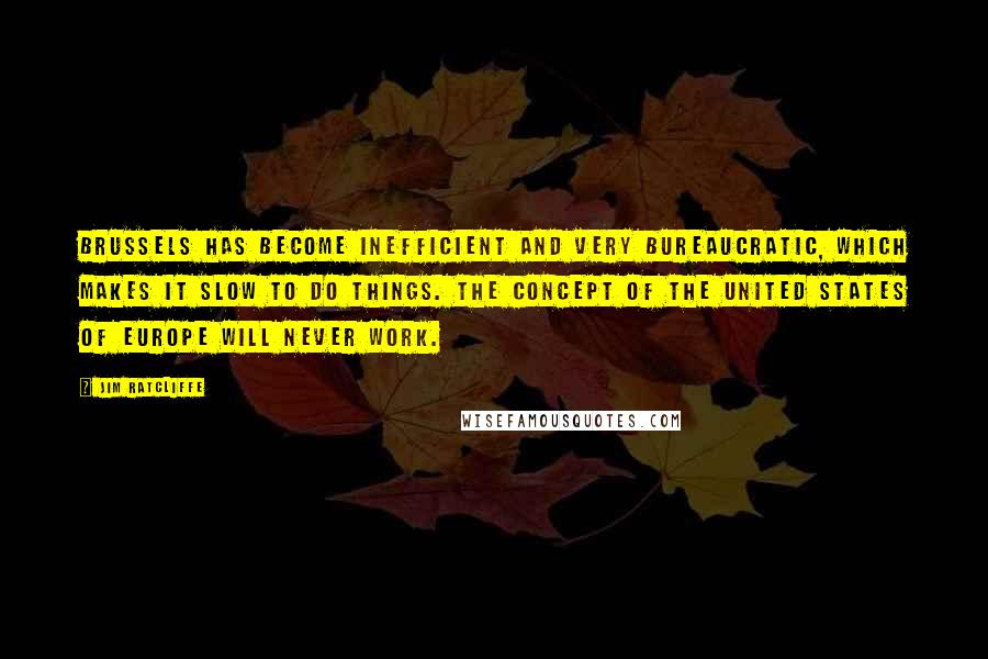 Jim Ratcliffe Quotes: Brussels has become inefficient and very bureaucratic, which makes it slow to do things. The concept of the United States of Europe will never work.