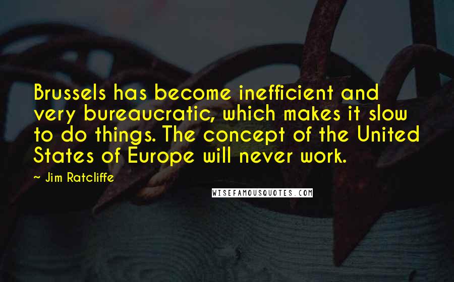 Jim Ratcliffe Quotes: Brussels has become inefficient and very bureaucratic, which makes it slow to do things. The concept of the United States of Europe will never work.