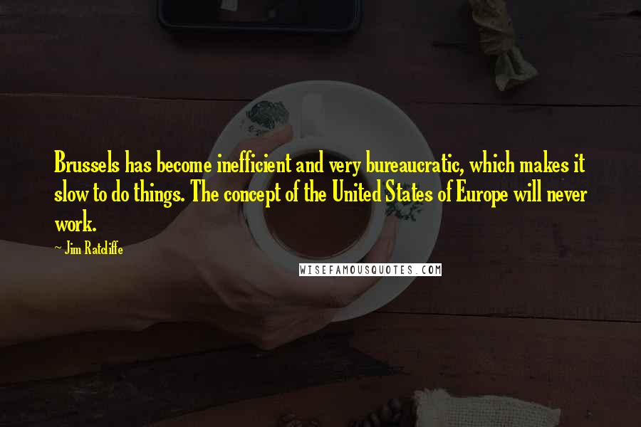 Jim Ratcliffe Quotes: Brussels has become inefficient and very bureaucratic, which makes it slow to do things. The concept of the United States of Europe will never work.