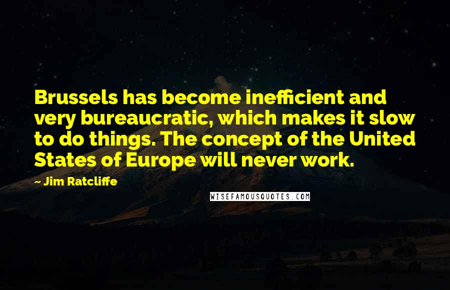 Jim Ratcliffe Quotes: Brussels has become inefficient and very bureaucratic, which makes it slow to do things. The concept of the United States of Europe will never work.