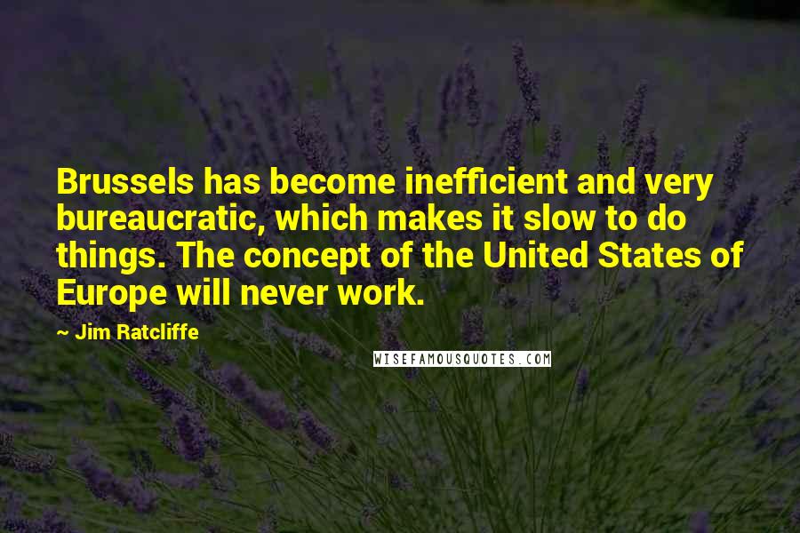 Jim Ratcliffe Quotes: Brussels has become inefficient and very bureaucratic, which makes it slow to do things. The concept of the United States of Europe will never work.