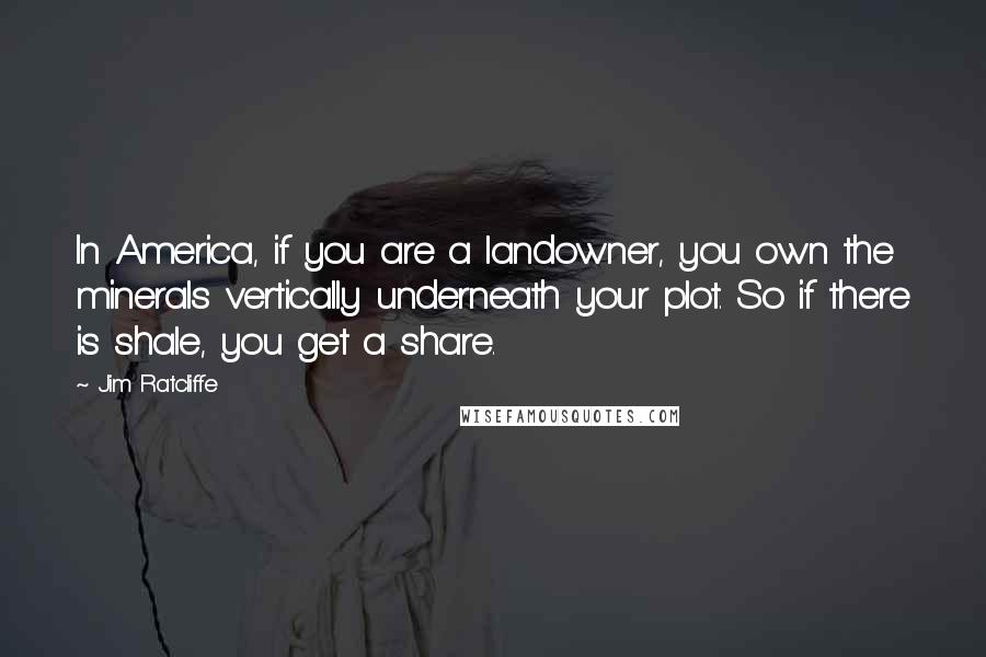 Jim Ratcliffe Quotes: In America, if you are a landowner, you own the minerals vertically underneath your plot. So if there is shale, you get a share.